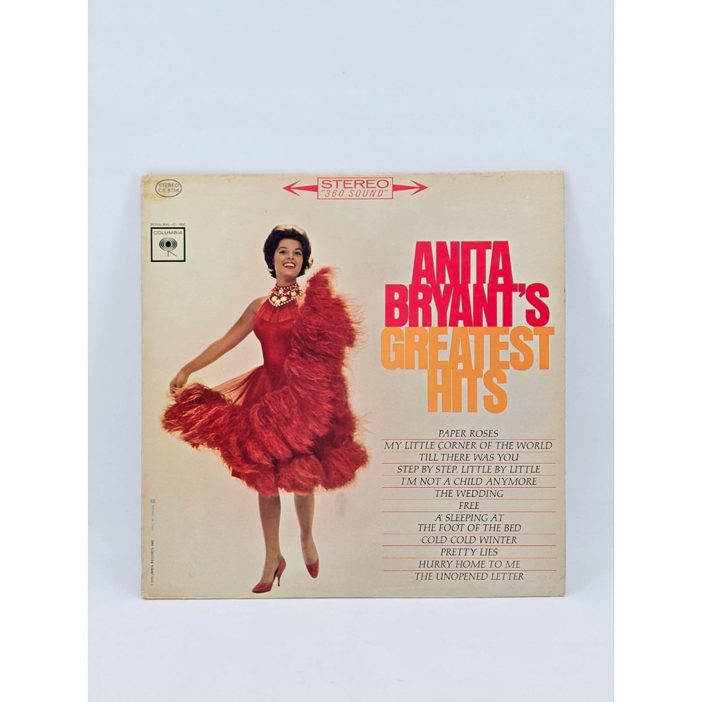 Anita Bryant – Greatest Hits Vinyl , LP, Stereo 1963 Columbia – CS‎ 8756 GV+